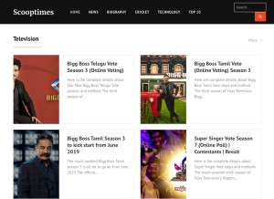 How scooptimes.com looks like on a tablet such as an iPad.