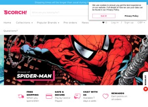 How scorchcomics.com looks like on a tablet such as an iPad.