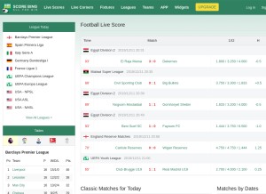 How scorebing.com looks like on a tablet such as an iPad.