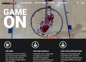 How scorebooklive.com looks like on a tablet such as an iPad.