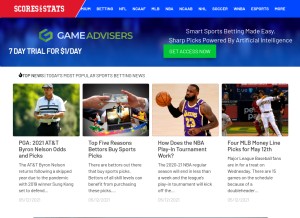 How scoresandstats.com looks like on a tablet such as an iPad.