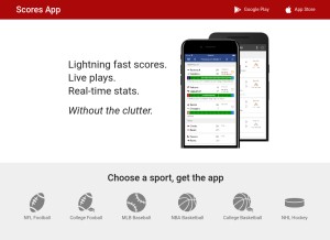 How scoresapp.com looks like on a tablet such as an iPad.