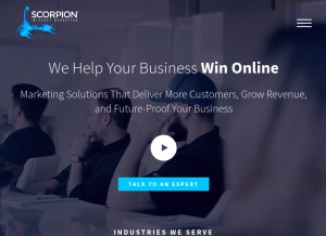 How scorpion.co looks like on a tablet such as an iPad.