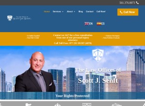 How scottthelawyer.com looks like on a tablet such as an iPad.
