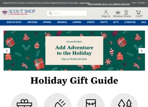 How scoutshop.org looks like on a tablet such as an iPad.