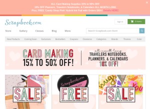 How scrapbook.com looks like on a tablet such as an iPad.