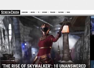 How screencrush.com looks like on a tablet such as an iPad.