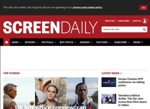 How screendaily.com looks like on a tablet such as an iPad.