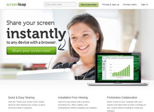 How screenleap.com looks like on a tablet such as an iPad.