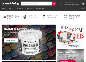 How screenprinting.com looks like on a tablet such as an iPad.