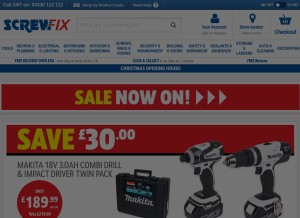 How screwfix.com looks like on a tablet such as an iPad.