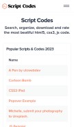 How scriptcodes.co looks like on a mobile device such as an iPhone.