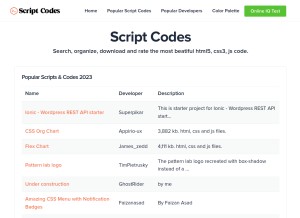 How scriptcodes.co looks like on a tablet such as an iPad.