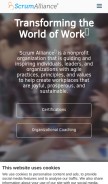 How scrumalliance.org looks like on a mobile device such as an iPhone.