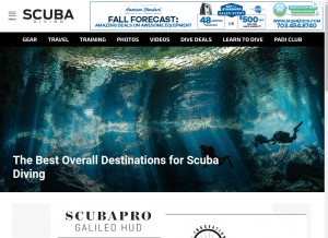 How scubadiving.com looks like on a tablet such as an iPad.