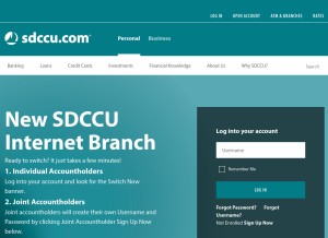 How sdccu.com looks like on a tablet such as an iPad.