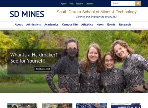 How sdsmt.edu looks like on a tablet such as an iPad.