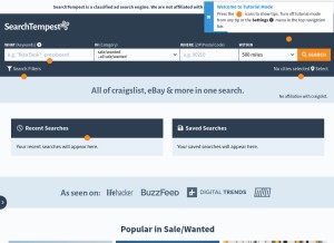 How searchtempest.com looks like on a tablet such as an iPad.