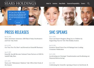 How searsholdings.com looks like on a tablet such as an iPad.