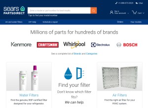 How searspartsdirect.com looks like on a tablet such as an iPad.