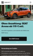 How seat.de looks like on a mobile device such as an iPhone.