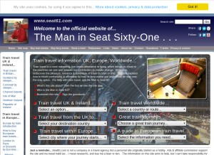 How seat61.com looks like on a tablet such as an iPad.