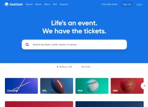 How seatgeek.com looks like on a tablet such as an iPad.
