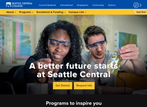 How seattlecentral.edu looks like on a tablet such as an iPad.