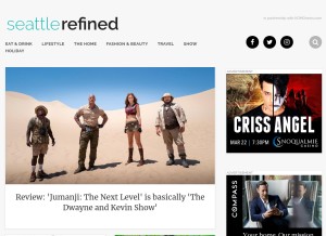 How seattlerefined.com looks like on a tablet such as an iPad.