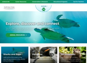 How seaworld.org looks like on a tablet such as an iPad.