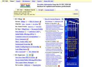 How secinfo.com looks like on a tablet such as an iPad.
