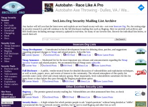 How seclists.org looks like on a tablet such as an iPad.