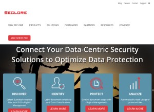 How seclore.com looks like on a tablet such as an iPad.