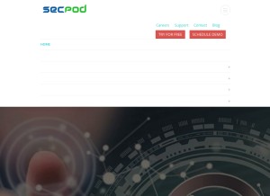 How secpod.com looks like on a tablet such as an iPad.