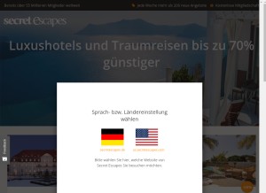 How secretescapes.de looks like on a tablet such as an iPad.