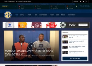 How secsports.com looks like on a tablet such as an iPad.