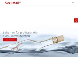 How secumail.de looks like on a tablet such as an iPad.