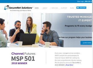 How secure-net.com looks like on a tablet such as an iPad.