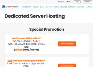 How securedservers.com looks like on a tablet such as an iPad.