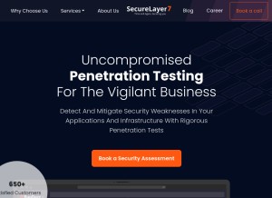 How securelayer7.net looks like on a tablet such as an iPad.