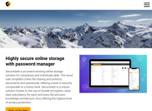 How securesafe.com looks like on a tablet such as an iPad.