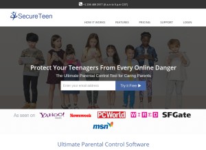 How secureteen.com looks like on a tablet such as an iPad.