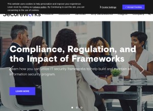 How secureworks.com looks like on a tablet such as an iPad.