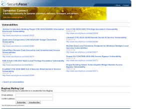 How securityfocus.com looks like on a tablet such as an iPad.