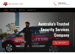 How securityone2one.com.au looks like on a tablet such as an iPad.