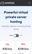 How seedvps.com looks like on a mobile device such as an iPhone.