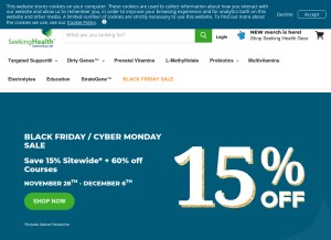 How seekinghealth.com looks like on a tablet such as an iPad.
