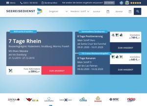 How seereisedienst.de looks like on a tablet such as an iPad.