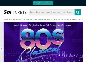 How seetickets.com looks like on a tablet such as an iPad.