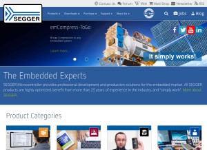 How segger.com looks like on a tablet such as an iPad.
